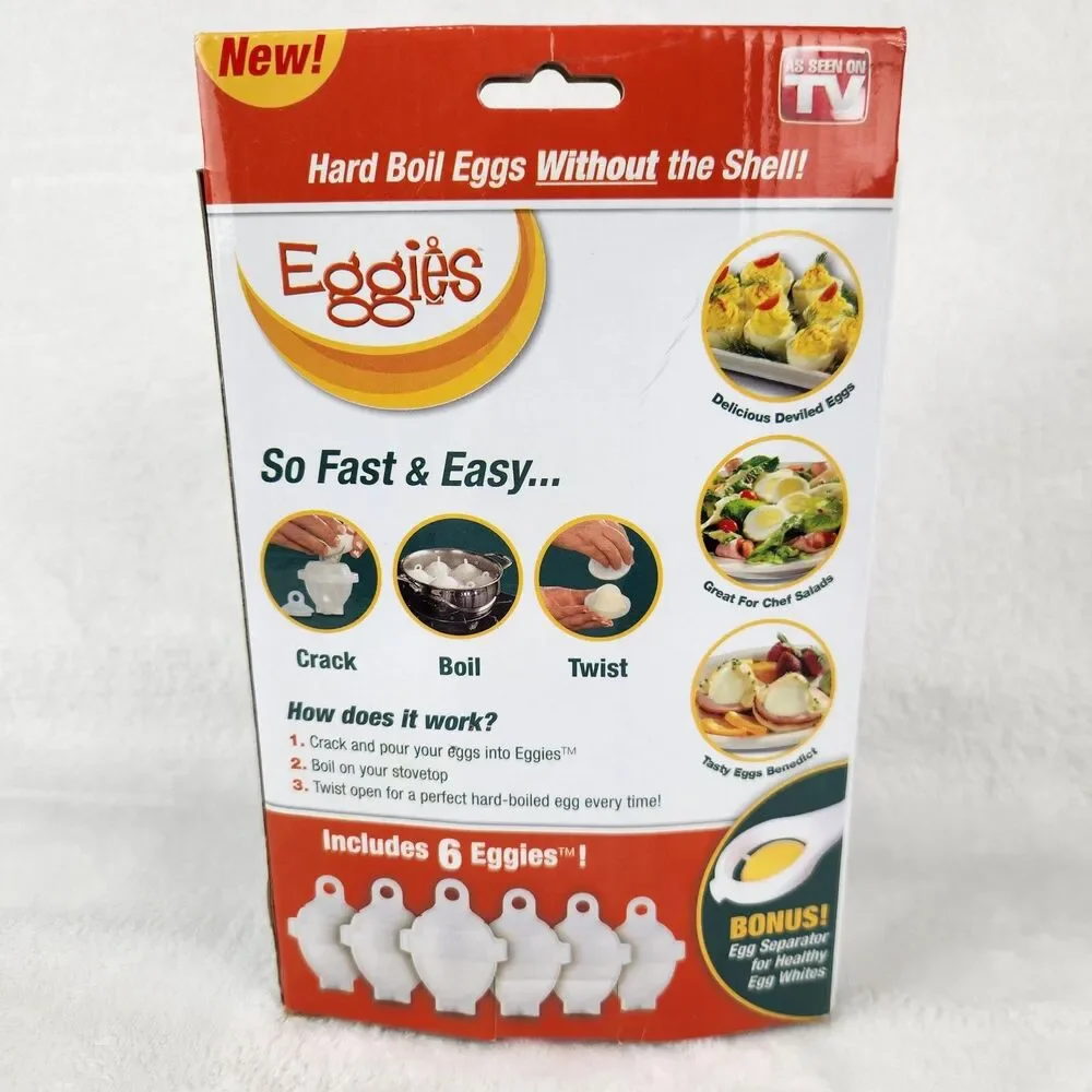 Eggies New Hard Boil Egg Cooker (6) with Bonus Egg White Separator As Seen on TV - Picture 5 of 9